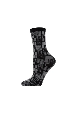 Natori Socks-Woven Geo Crew Socks