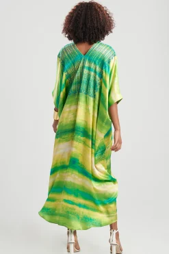Natori Caftan Dresses-Yoriko Embroidery Silk Caftan