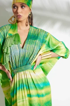 Natori Caftan Dresses-Yoriko Embroidery Silk Caftan