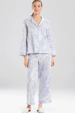 Natori Pajama Sets-Zebra - Cotton Sateen Notch PJ