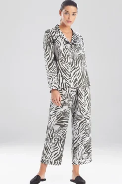 Natori Pajama Sets-Zebra - Cotton Sateen Notch PJ
