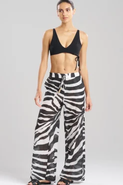 Natori Beach Bottoms-Zebra Cotton Silk Sheer Pants