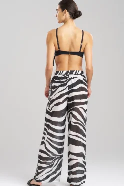 Natori Beach Bottoms-Zebra Cotton Silk Sheer Pants